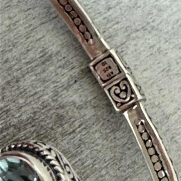 Annika Witt Bali Sterling Silver 925 Blue Topaz Open Cuff Filigree ID Bracelet - Picture 7 of 12